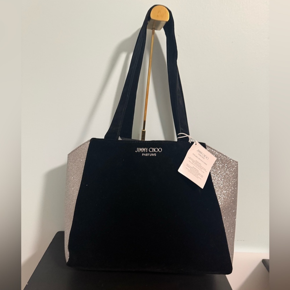 Jimmy Choo Perfumes 2022 Black Tote with Silver Glitter Panels! NWT